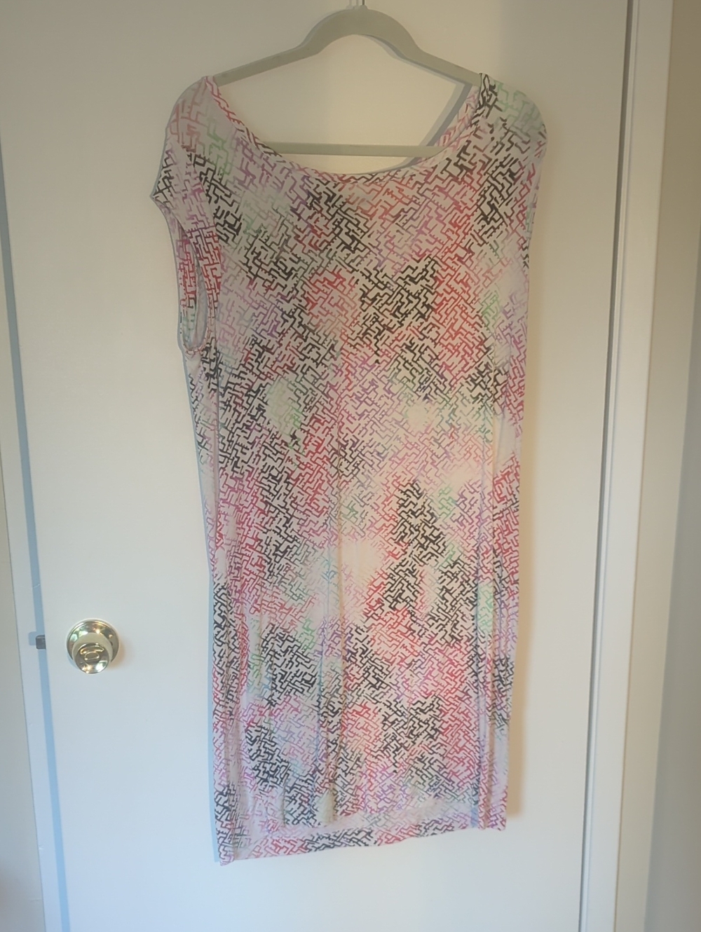 French Connection Multicolor Abstract Print Dress — Pink, Lavender, Black